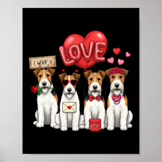 Poster Wire Fox Terrier Eu Late Para Você Arco Corações S