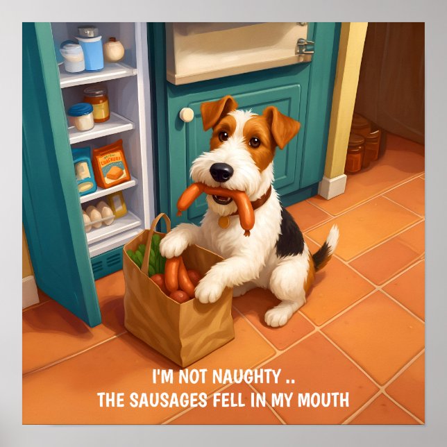 Poster Wire Fox Terrier - I'm Not Naughty (Frente)