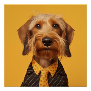 Pôster Wire Haired Dachshung Amarelo