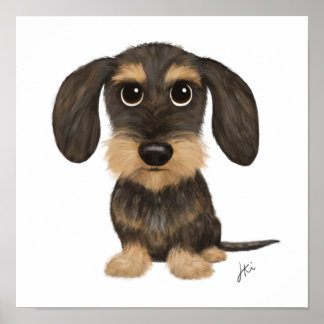 Poster Wirehaired Dachshund | Cachorro de Cartoon Teckel
