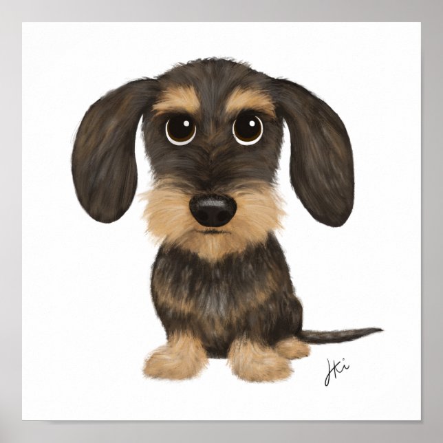 Poster Wirehaired Dachshund | Cachorro de Cartoon Teckel (Frente)
