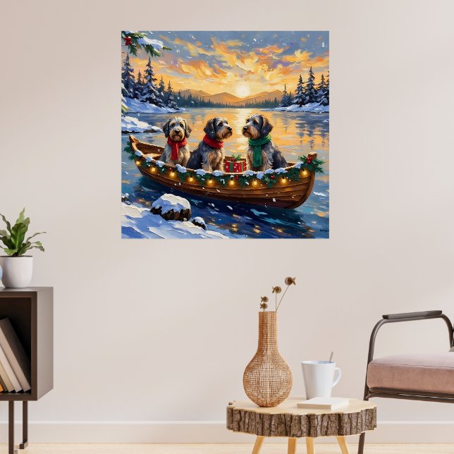 Poster Wirehaired Pointing Griffon Christmas Boat Holiday (Sala de Estar 3)