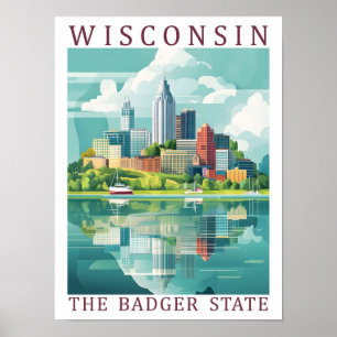 Poster Wisconsin Badger State USA Viagem Place
