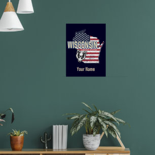 Poster Wisconsin Estados Unidos - Estado Unidos - Mapa Vi