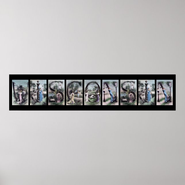 Poster WISCONSIN Vintage - Alphabet - Letra name Art (Frente)