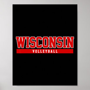 Poster Wisconsin Voleibol Para Apoio À Universidade Co