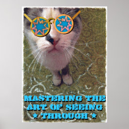 Poster Wise Cat with Funny Glasses