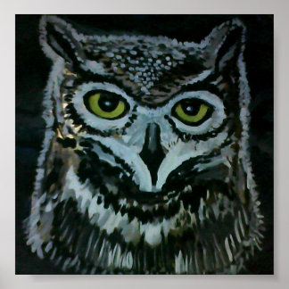 Pôster Wise Owl à noite