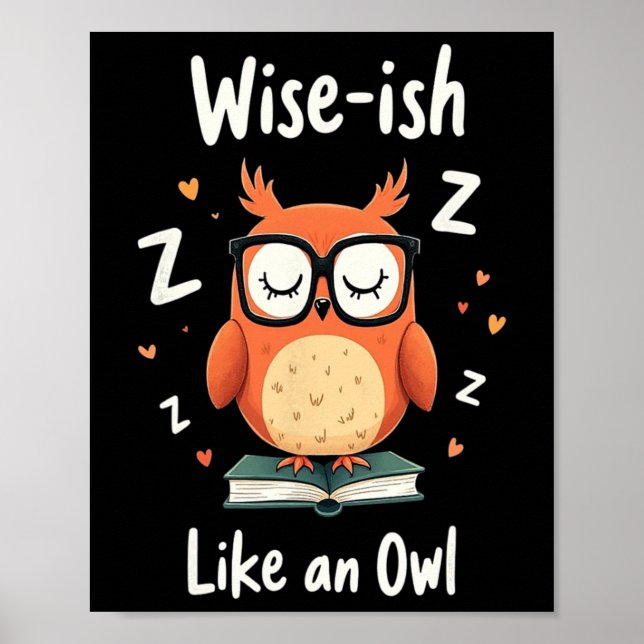 Poster Wise Owl With Gles Funny Nerdy Back To School Grap (Frente)