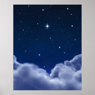 Poster Wishing Star sobre nuvens