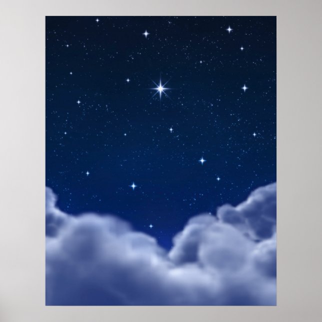 Poster Wishing Star sobre nuvens (Frente)