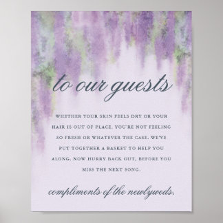 Poster Wisteria dreams toiletries wedding sign