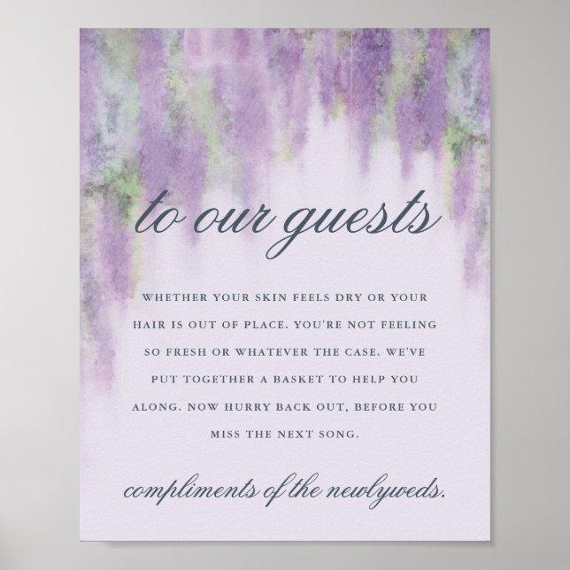 Poster Wisteria dreams toiletries wedding sign (Frente)