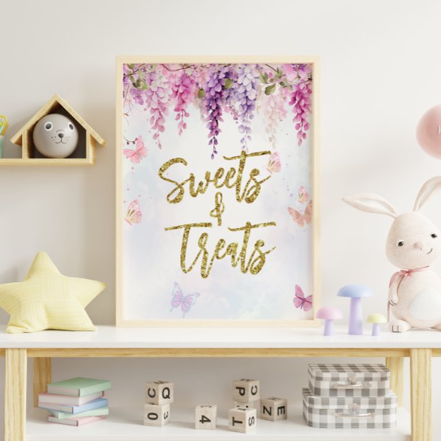 Poster Wisteria Glitter Butterfly Birthday Sweets Treats (Criador carregado)