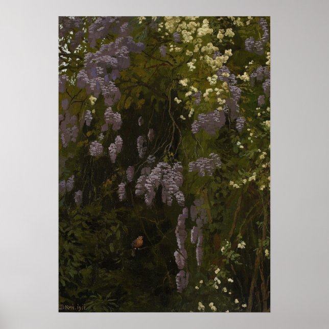Poster Wisterias in Bloom - Composição Floral (Frente)