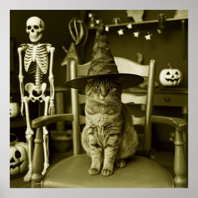 Poster Witchy Halloween Cat (Frente)