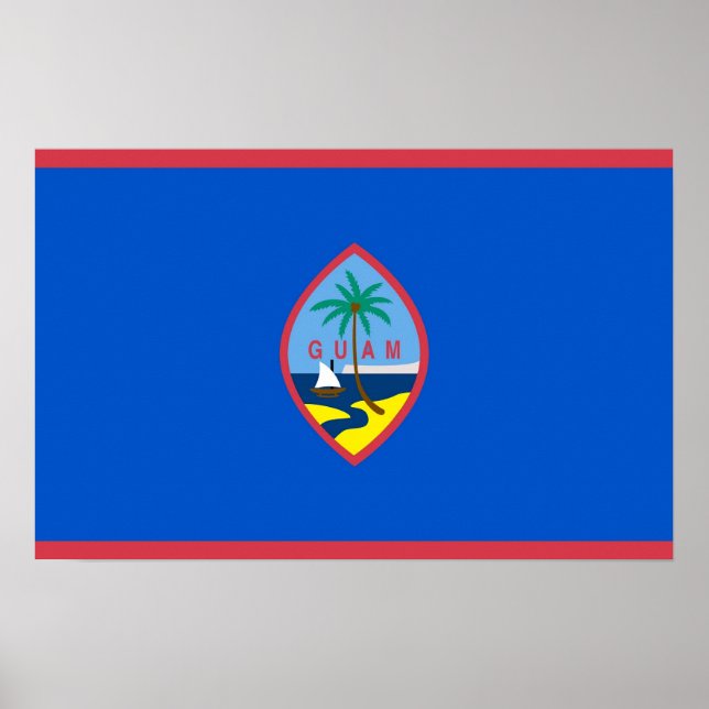 Poster with Flag of Guam, U.S.A. (Frente)