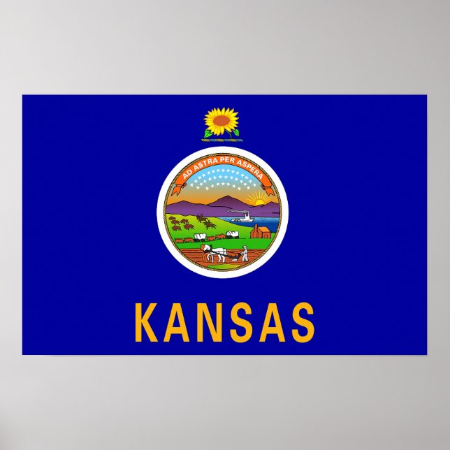 Poster with Flag of Kansas, U.S.A. (Frente)