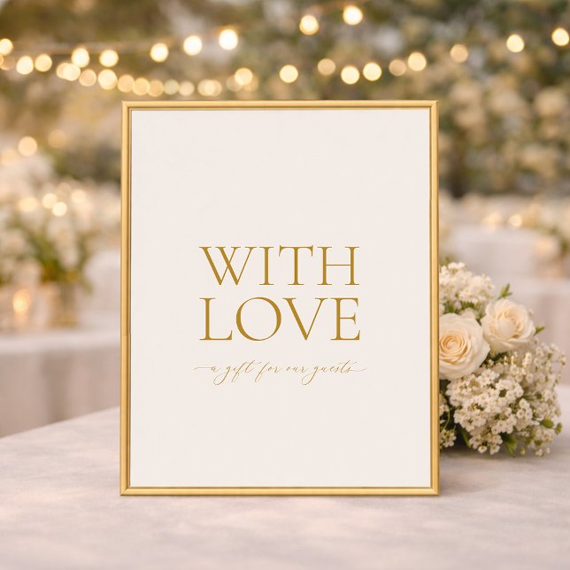 Poster With Love Elegant Wedding Favors Sign (Criador carregado)