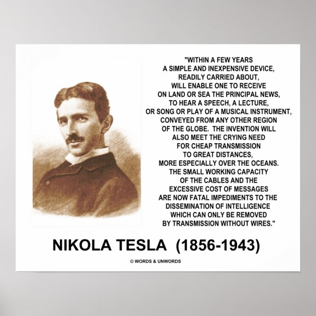 Poster Within A Few Years Simple Inexpensive Device Tesla (Frente)