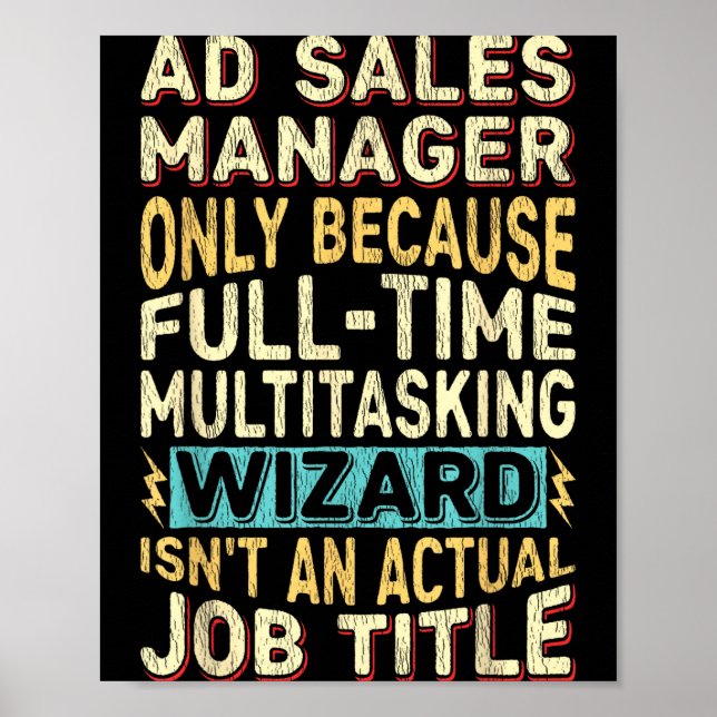 Poster Wizard Job Title Quote - Funny Ad S Manager  (Frente)
