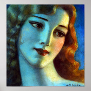 Poster Władysław T. Benda Head of Girl com longa loira