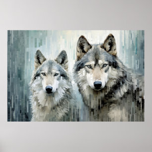 Poster Wolf Animal Art Decor Paint Mosaico