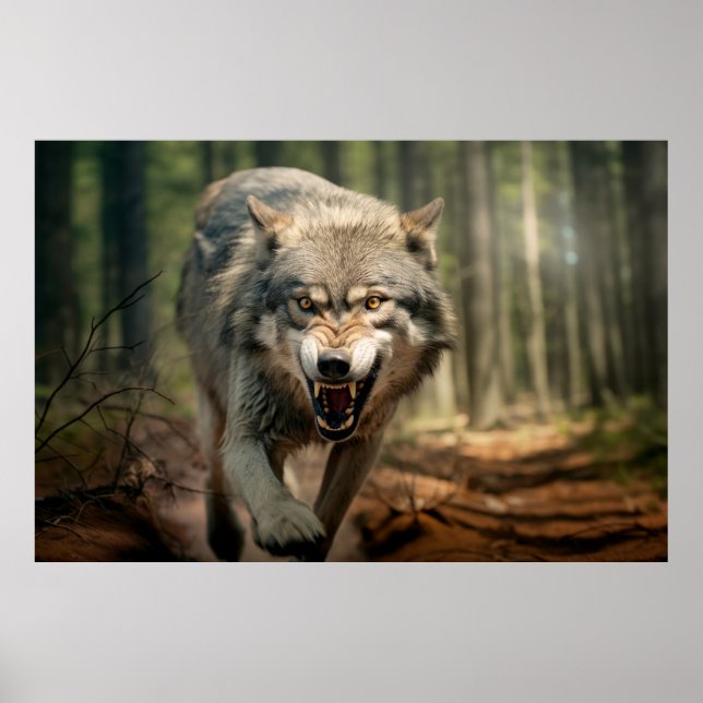 Poster Wolf Animal Nature Selvagem Majestosa (Frente)