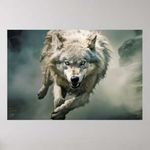 Poster Wolf Animal Wilderness Arte Colorida Muralha