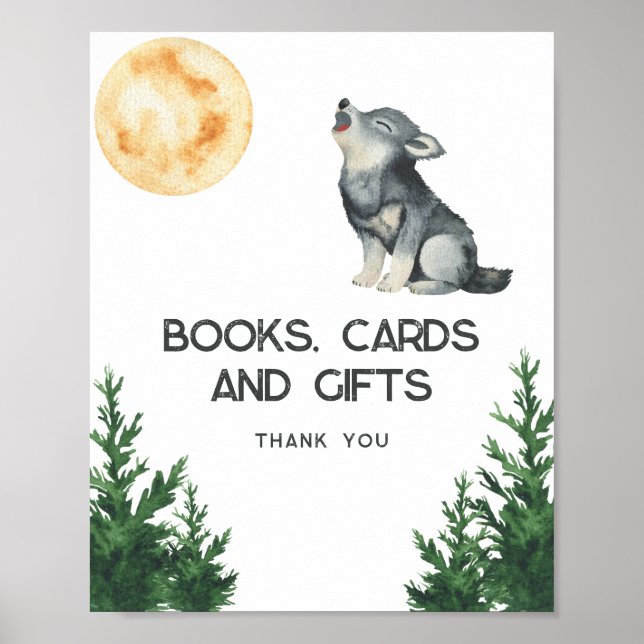 Poster Wolf Baby Shower Books, cards and gifts (Frente)