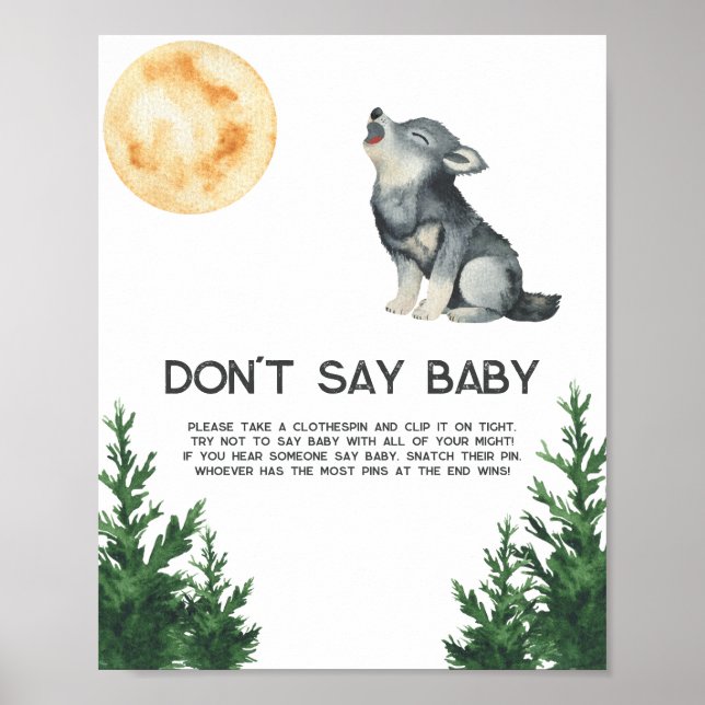 Poster Wolf baby shower - Don't say baby  (Frente)