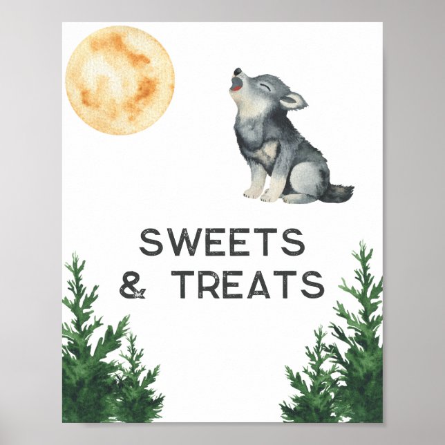 Poster Wolf Baby Shower Sweets and Treats (Frente)