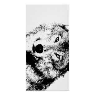 Pôster Wolf Black & White Pop Art