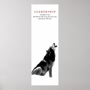 Poster Wolf de Citação de Liderança Motivada Branca Negra