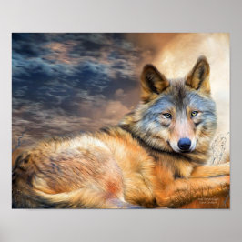 Pôster Wolf In Moonlight Fine Art Poster/Impressão