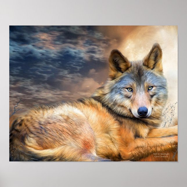 Pôster Wolf In Moonlight Fine Art Poster/Impressão (Frente)