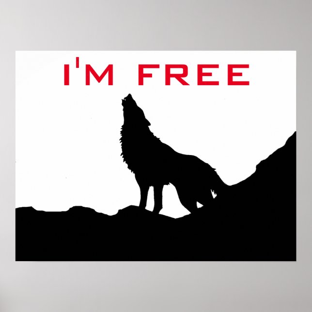 Poster Wolf Motivational Freedom Black & White (Frente)