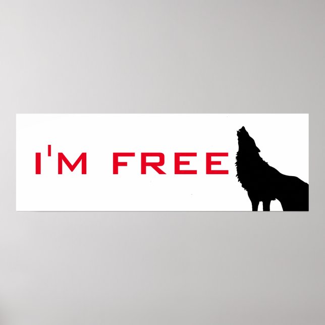 Poster Wolf Motivational Freedom Black & White (Frente)