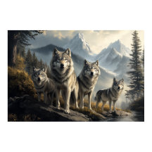 Wolf Pack na Paisagem de Montanha