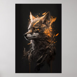 Poster Wolf Portrait Animal Nature Willife Art Painting