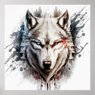 Poster Wolf Portrait Animal Painting Willife Outdoor