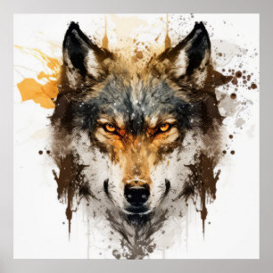 Poster Wolf Portrait Animal Painting Willife Outdoor