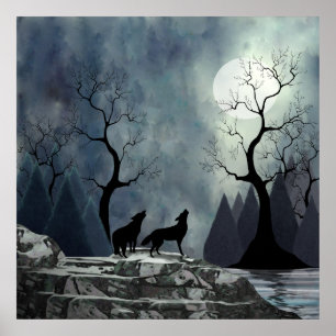 Pôster Wolf Silhouette