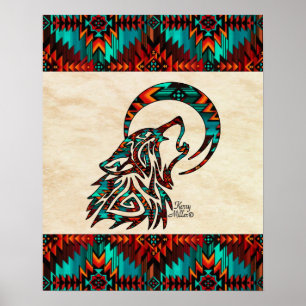 Poster Wolf Tribal