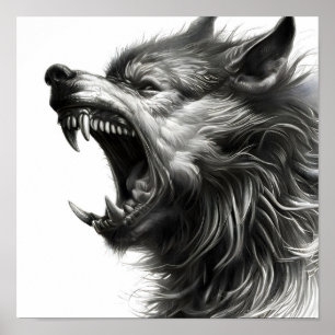Poster Wolf uivando lápis