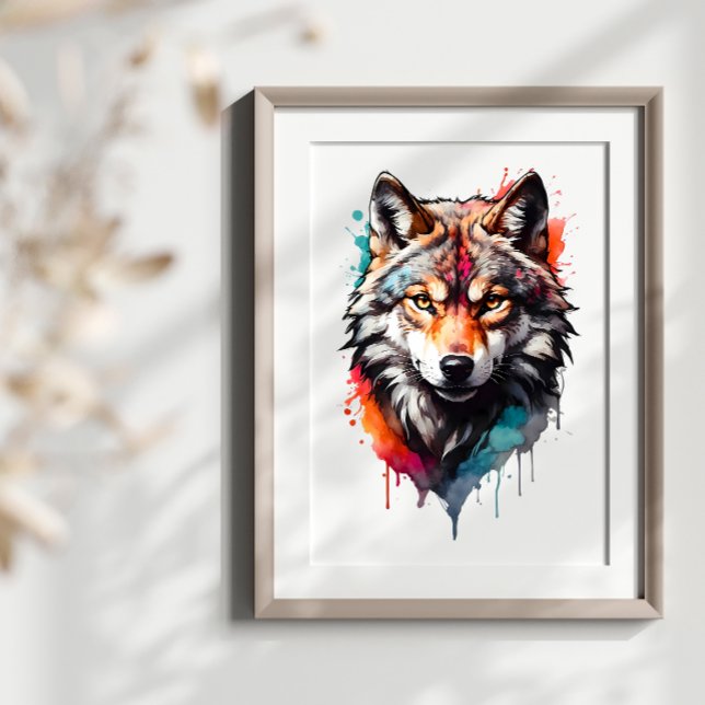 Poster Wolf Watercolor Splash Wall Art (Criador carregado)