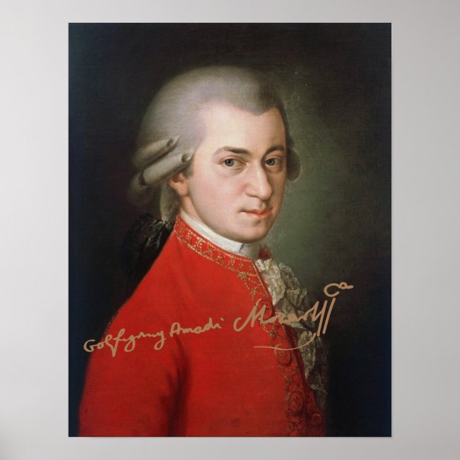 Poster Wolfgang Amadeus Mozart 1819 com assinatura (Frente)