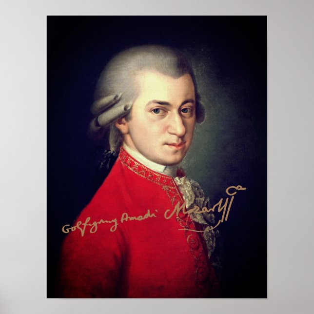 Poster Wolfgang Amadeus Mozart 1819 com assinatura (Frente)