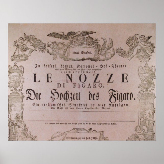 Poster Wolfgang Amadeus Mozart Oper Le nozze di Figaro (Frente)