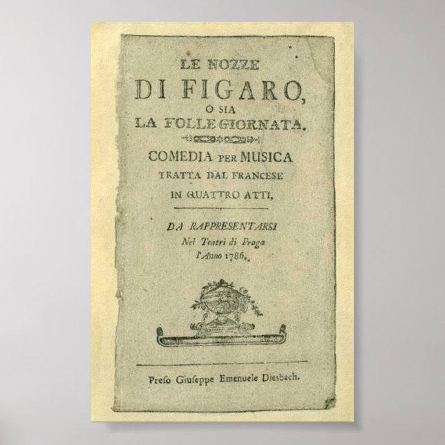 Poster Wolfgang Amadeus Mozart Oper Le nozze di Figaro (Frente)